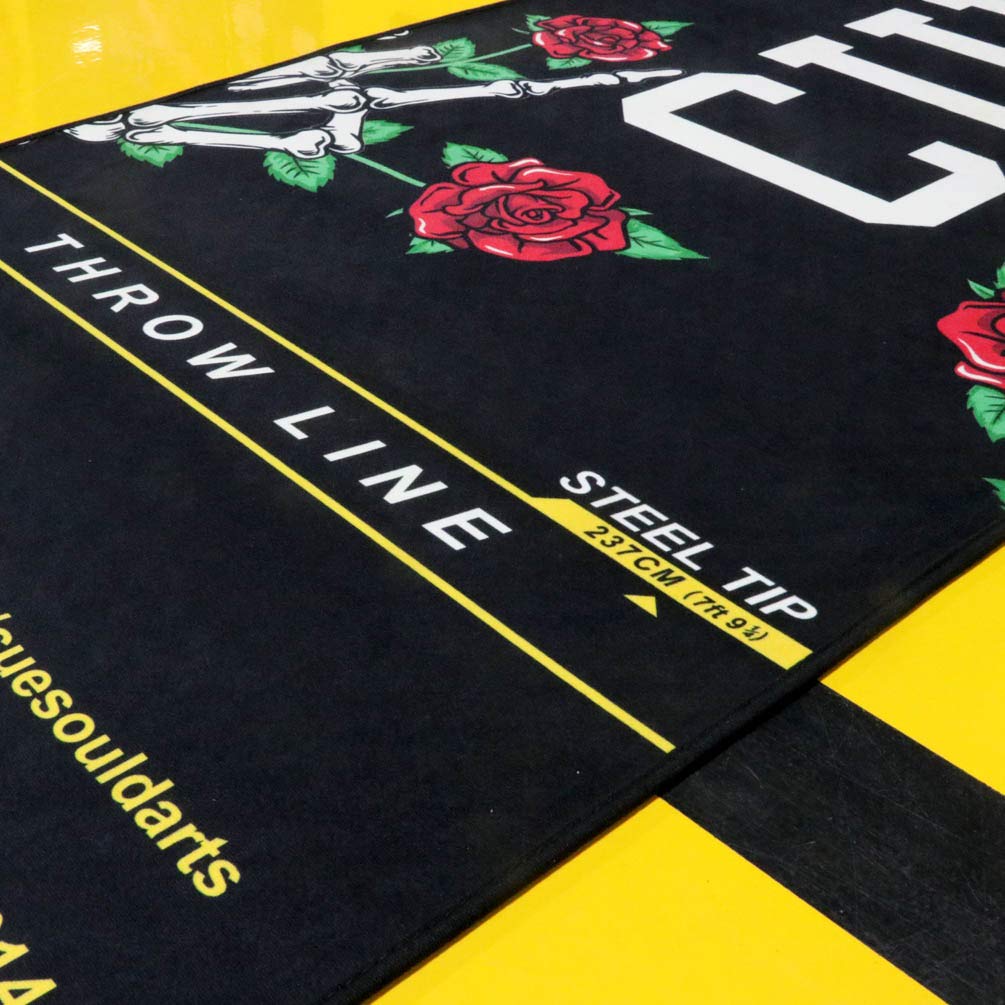 Cuesoul Heavy Duty Darts Mat Includes Both Official Soft & Steel Tip Throwline Rose Skull