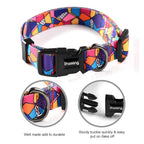 Ihoming Dog Collar And Leash Set For Daily Outdoor Walking Running Training, Geometric Design For Medium Boys Girls Dogs Cats Pe