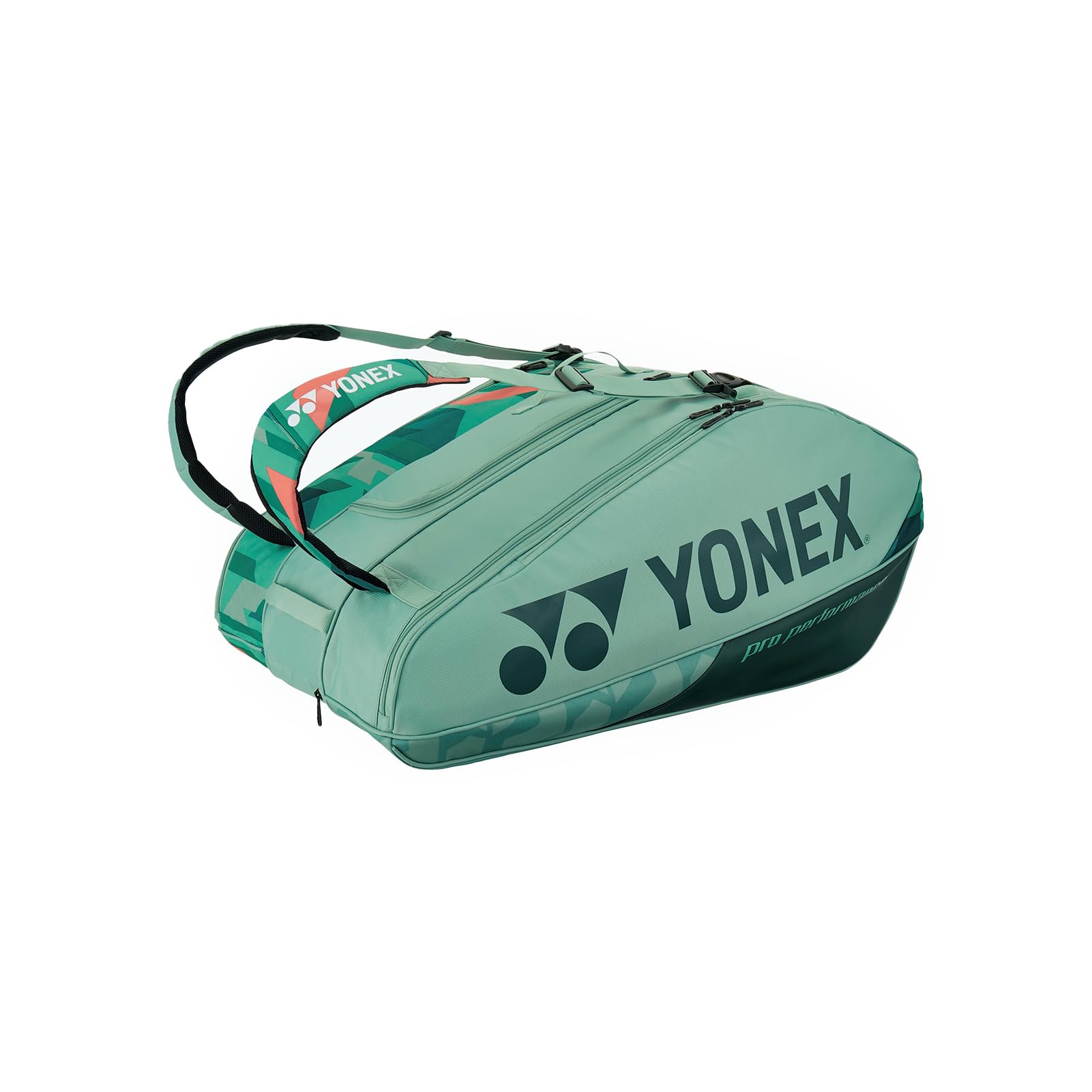 Yonex Pro Racquet Bag 12, Multi-Compartment 12-Racket Tennis Gear Travel Pack, Backpack Carry Straps/Grab Handle, Olive Green
