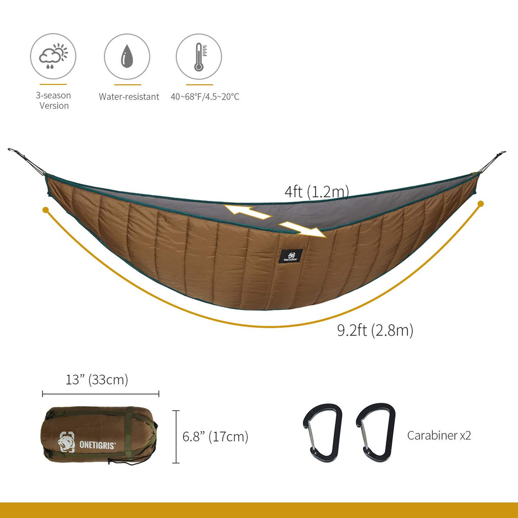 Onetigris Hideout Hammock Underquilt, Full Length Lightweight 4 Season Hammock Gear Underquilt For Hammock Camping Hiking Backpa