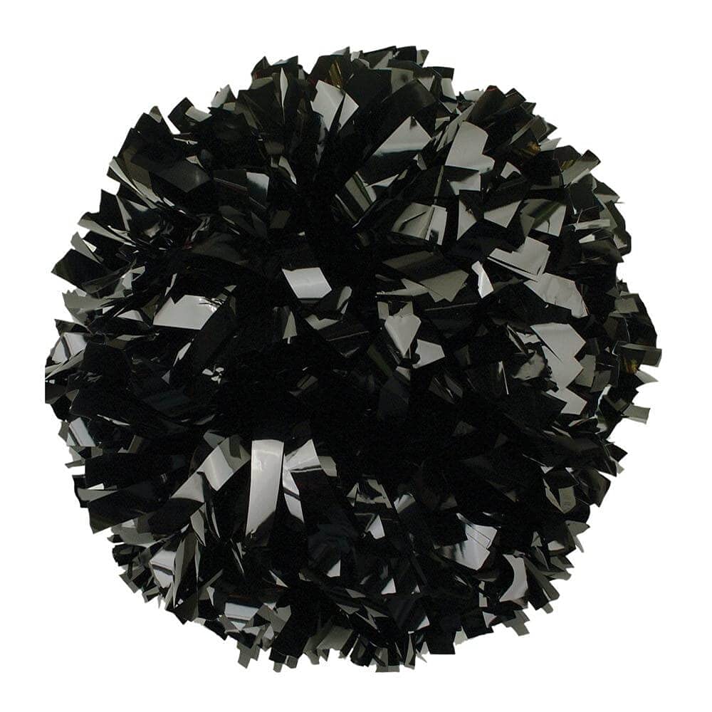 Puzine 2Pack 12'' Cheerleading Metallic Foil & Plastic Ring Pom Poms Cheerleading Poms (Black)