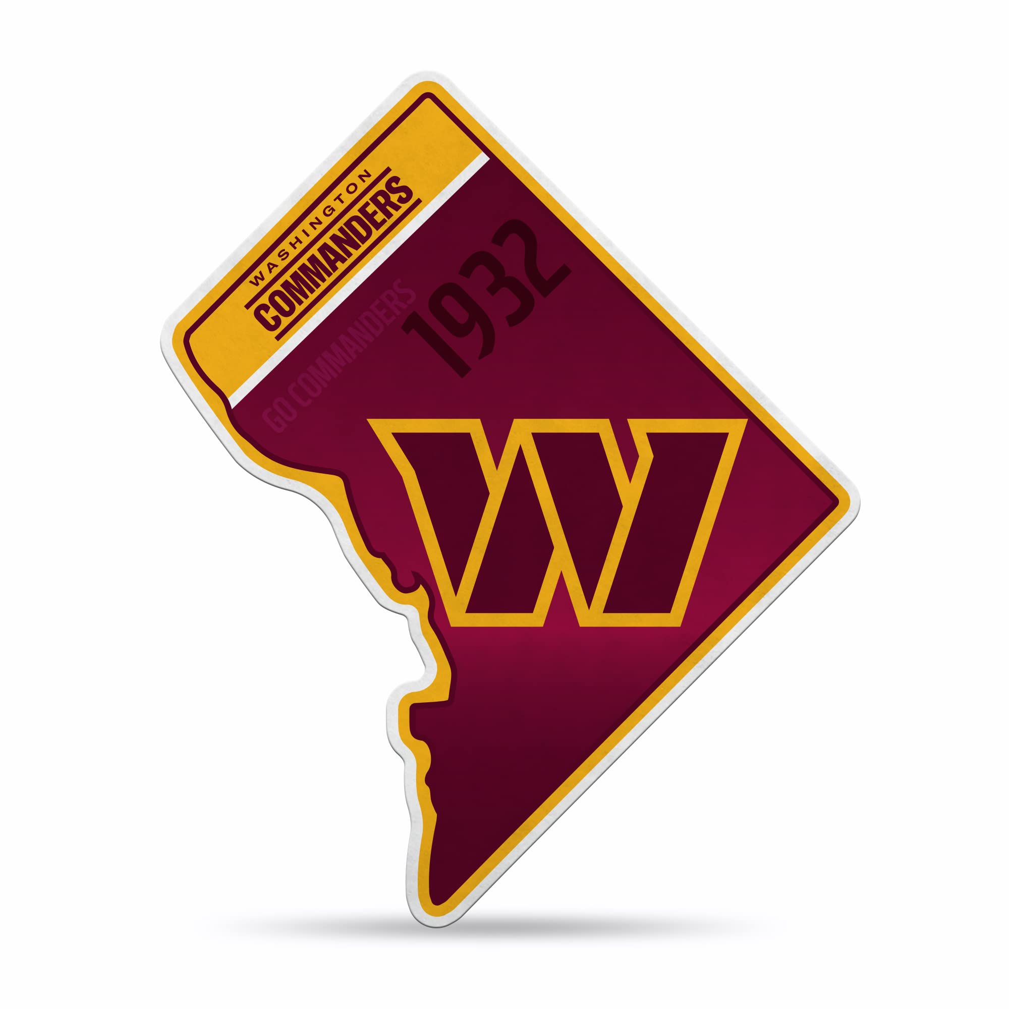 Rico Industries Nfl Football Washington Commanders State Shape Shape Cut Pennant - Home And Living Room D  Cor - Soft Felt Ez To