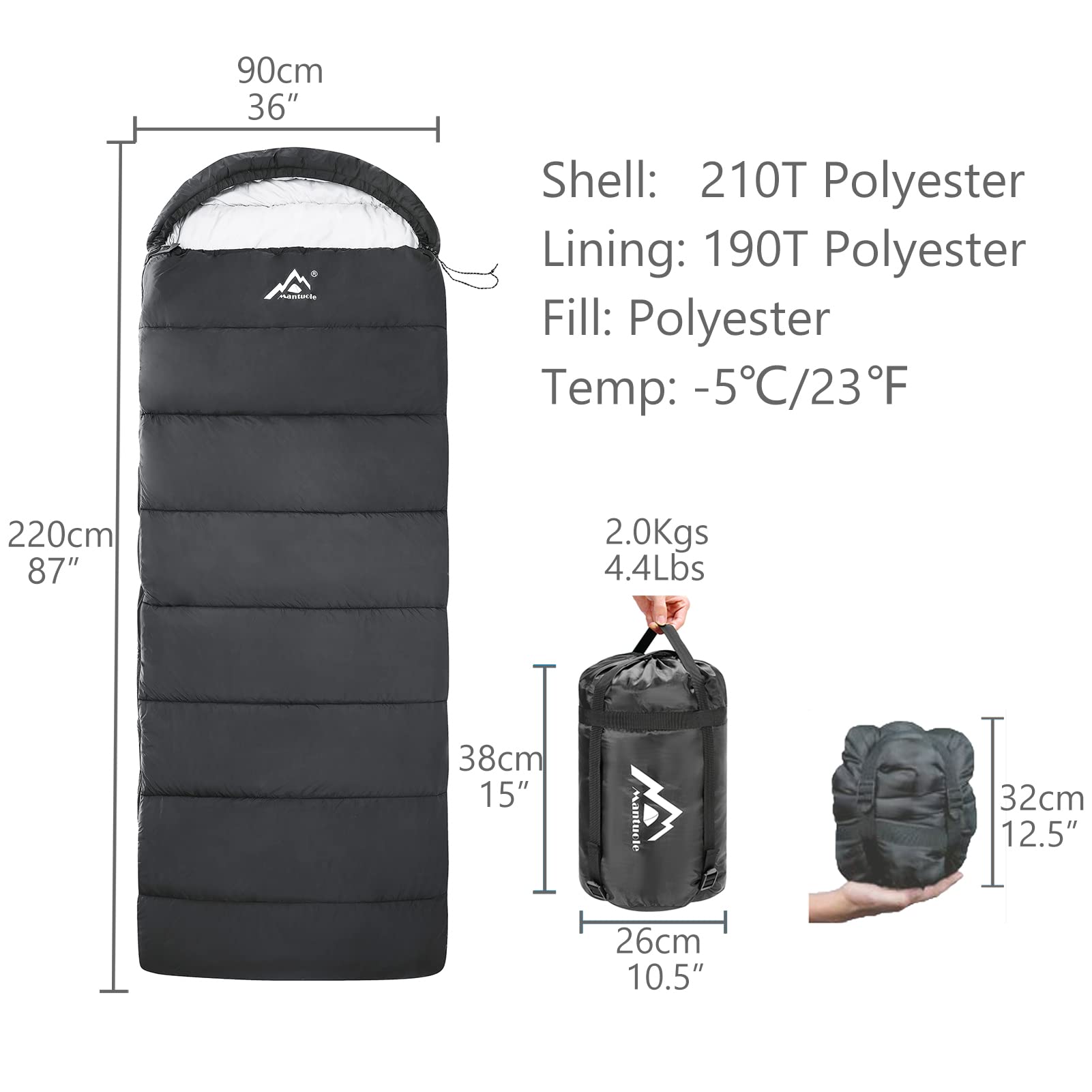 Mantuole Rectangular Heated Sleeping Bag Envelope Style 5Pcs Multi Usb Power Support Heating Pads, Operated With Battery Power B