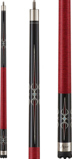 Viper Sinister 58'' 2-Piece Billiard/Pool Cue, Black With Burgundy/Cream Points, 21 Ounce