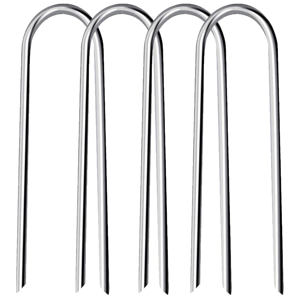 Heavy Duty Trampoline Stakes Anchors High Wind Stakes U- Shaped Sharp Ends Ground Anchor Galvanized Steel 11.8Inch Safety Stakes