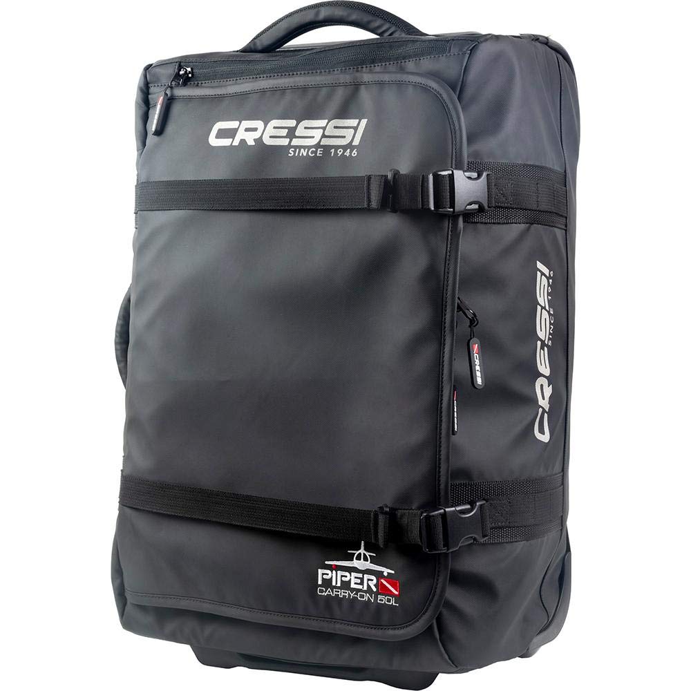 Cressi Carry-on Wheeled Bag, High-Capacity, Telescoping Handle, Heavy-Duty Structure - Piper, Black