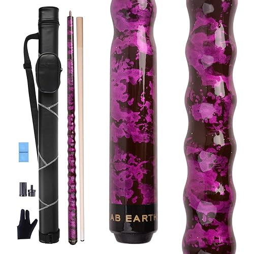 Ab Earth Ergonomic Design 13Mm Tip 58'' Maple Pool Cue Stick Kit With Hard Case (Purple, 21Oz)