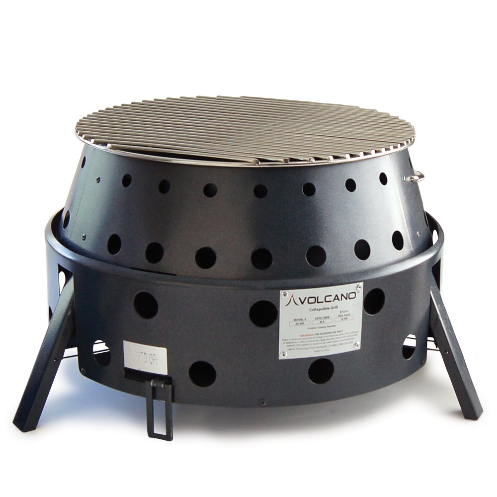 Volcano Grills 3-Fuel Portable Camping Stove/Fire Pit, Charcoal, Collapses Down To 5 Inches; For Convenient Portability And Stor