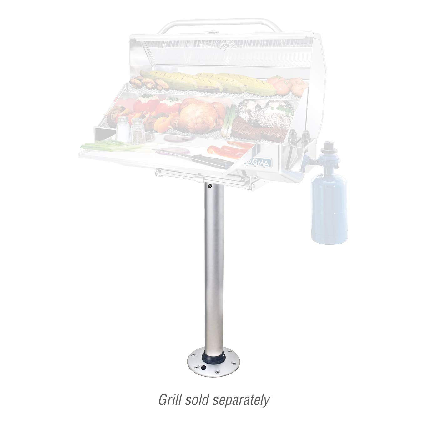 Magma Products, Double Locking Stowable Pedestal Mount, T10-185, Silver, One Size