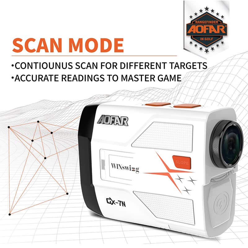 Aofar Gx-7N Golf Rangefinder Update Version With Ai Technology, Continuous Scan, Slope And Angle Switch Button With Indicator, F
