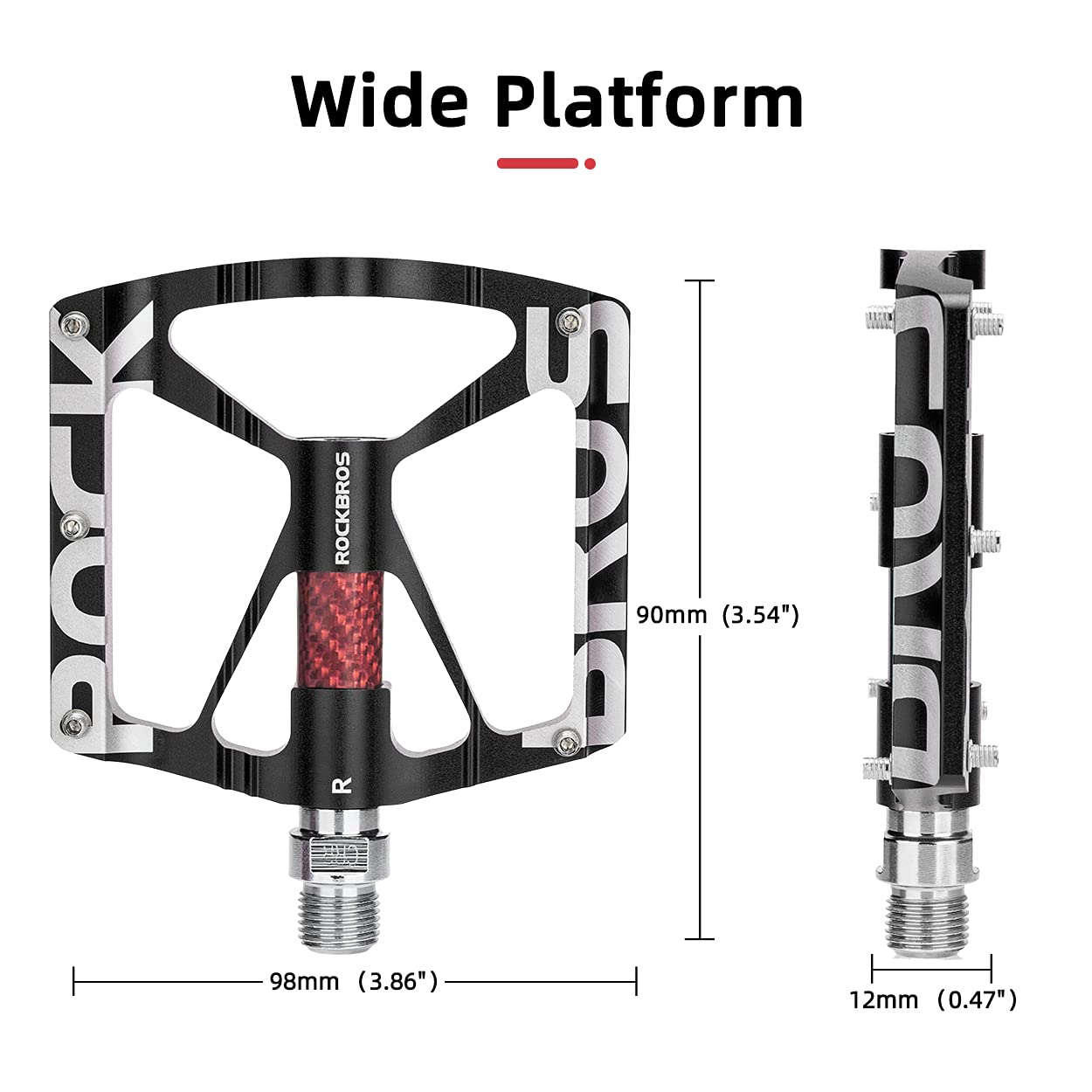 Rockbros Mountain Bike Pedals Mtb Pedals Cnc Non-Slip Lightweight Aluminum Alloy Bicycle Pedals Sealed Bearings Bicycle Platform