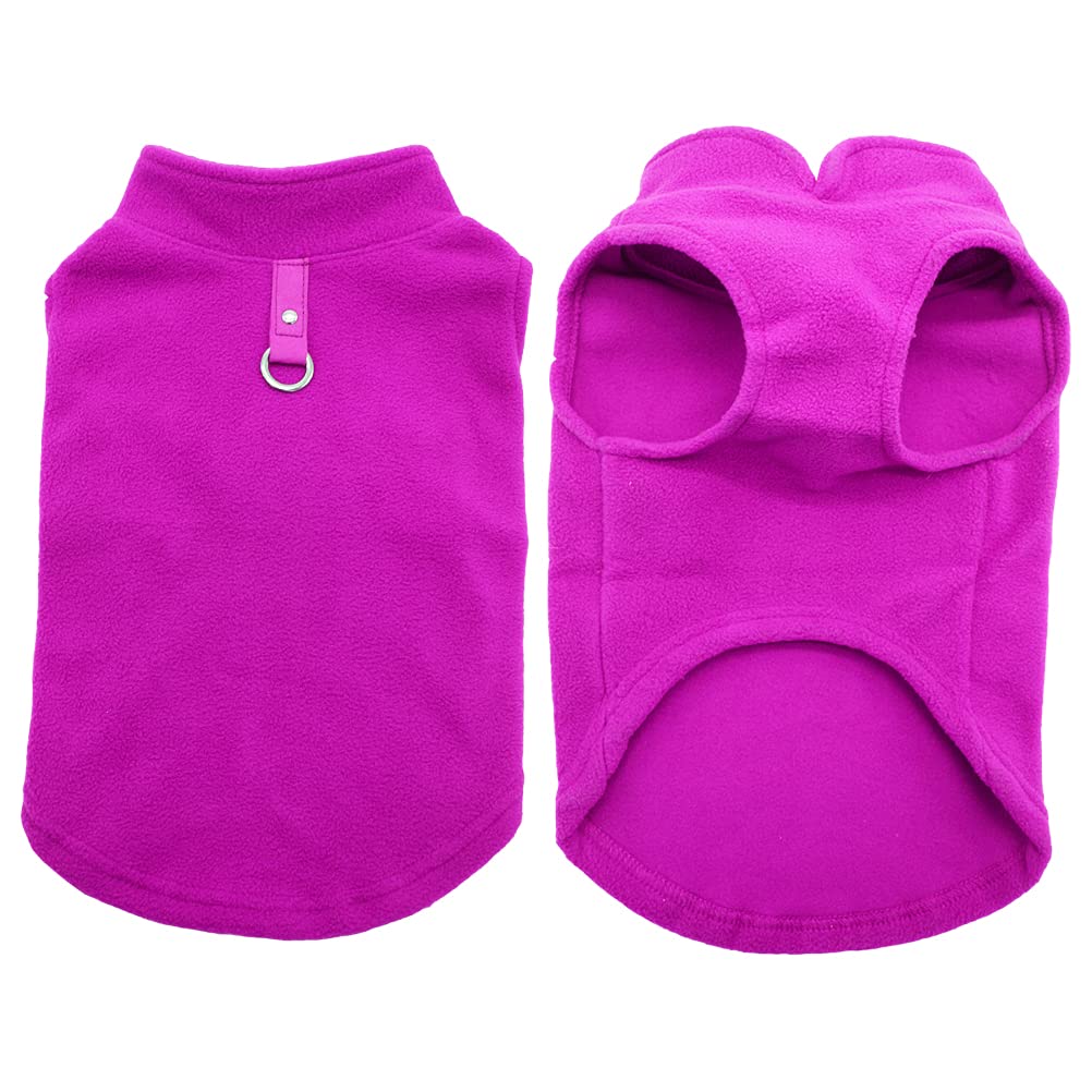 Dog Fleece Vest Soft Winter Jacket Sweater With D-Ring Leash Cold Weather Coat Hoodie For Small Medium Large Dogs Purple Small