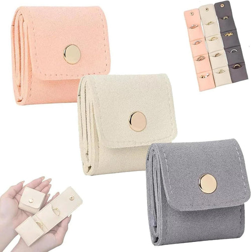 Ameedarshna Mini Travel Jewelry Bag with Buckle Portable Foldable Travel Jewelry Organizer Case Small Jewellery Box for Earrings