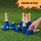 Backyard Lawn Bowling Game - Indoor And Outdoor Family Fun For Kids And Adults - 10 Wooden Pins, 2 Balls, And Mesh Carrying Bag