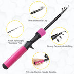 Kids Fishing Pole Kit, 59'' Telescopic Rod And Reel Beginner Combo With Spincast Reel,Tackle Box, Carrier Bag,Fishing Gear For B