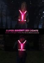 Fokia Kunbio Led Reflective Running Vest Gear,Light Up Vest Runners Night Walking Usb Rechargeable,Up To 11Hrs Light With Adjust