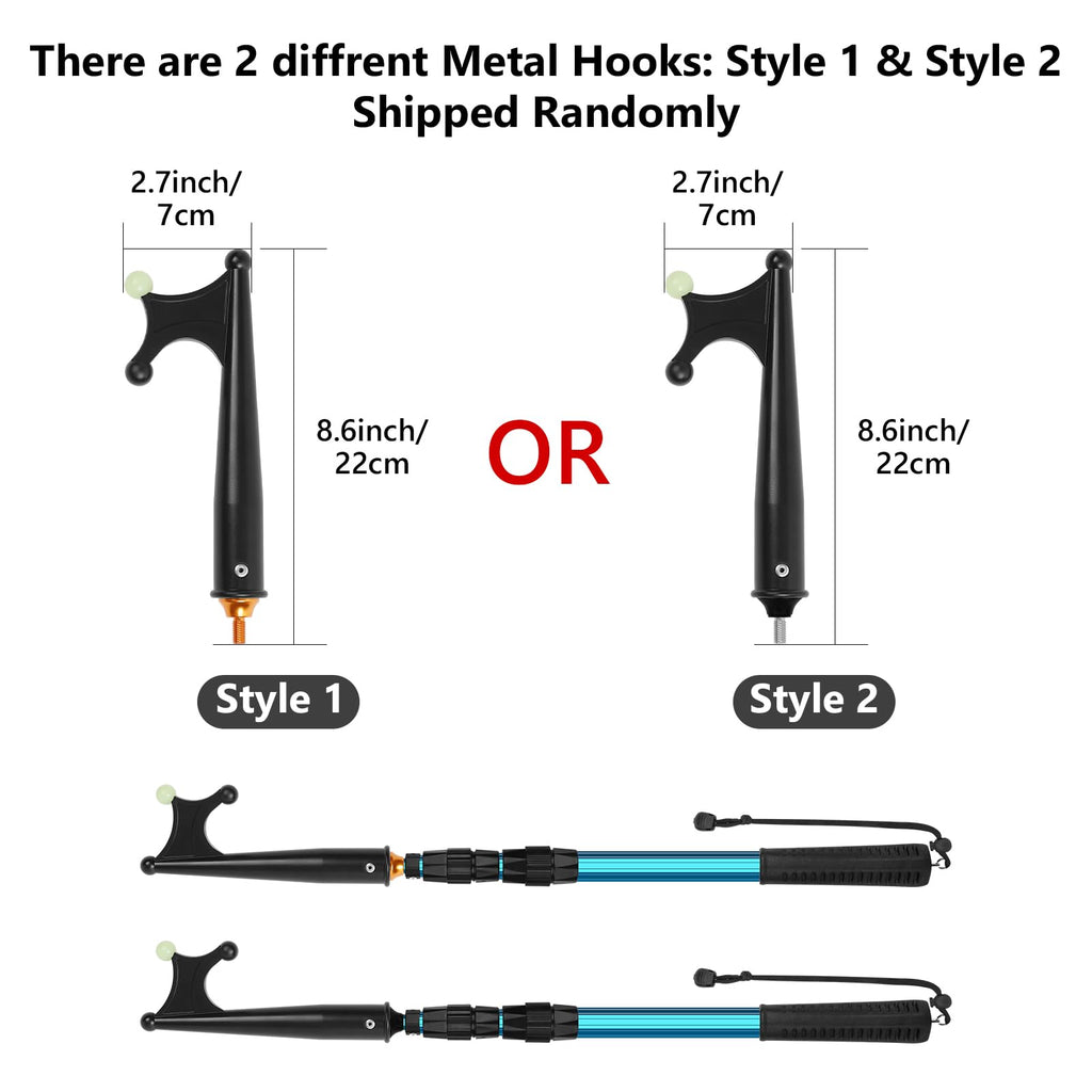 Sanlike Boat Hooks For Docking Extension Pole Hook Telescopic Boat Pole With Luminous Bead, Lightweight Floating, Non-Slip Rubbe