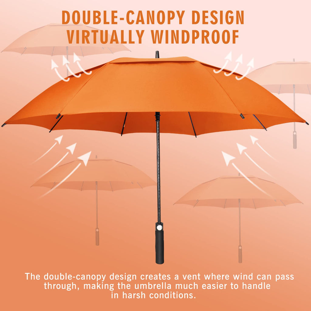 Zomake Large Golf Umbrella 62 Inch - Double Canopy Vented Golf Umbrellas For Rain Windproof Automatic Open Golf Push Cart Umbrel