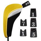 Andux 6Pcs/Set Golf Hybrid Club Head Covers And Wood Club Head Covers (3 Hybrid Covers + 3 Wood Covers) Black/Yellow