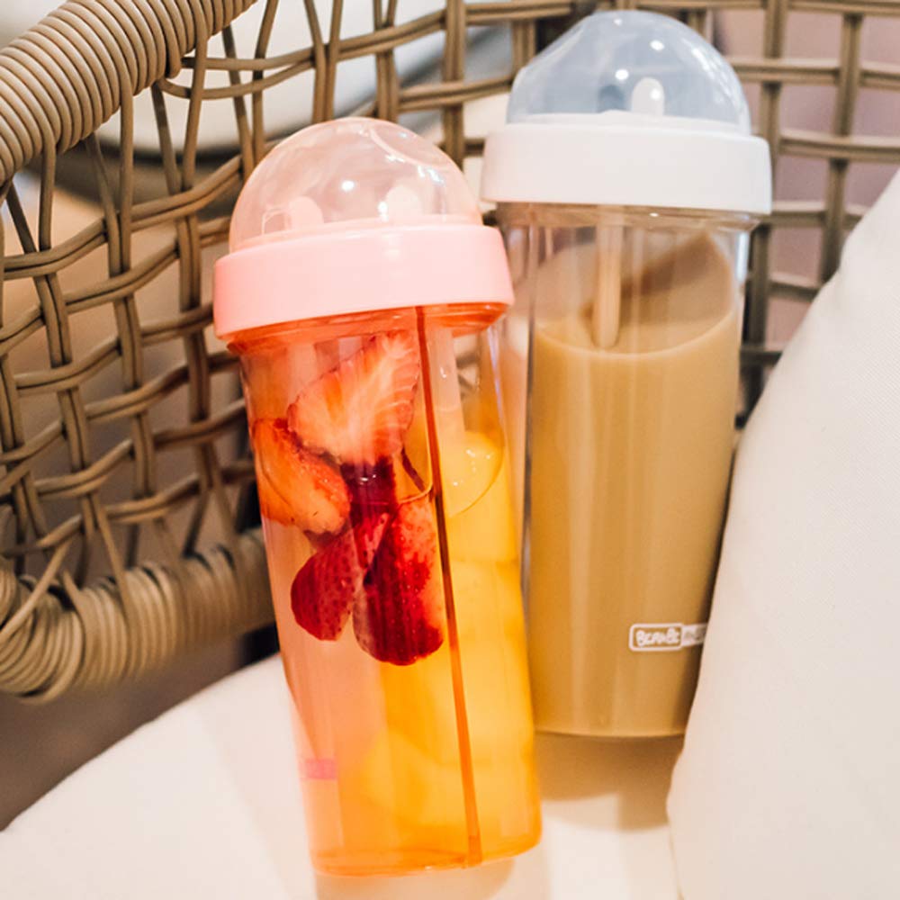 Yydsjfm Creative Water Cup,One Cup Of Two Different Drinks Two Straws Couple Outdoor 600Ml Drinking Cup For Camping Hiking Backp