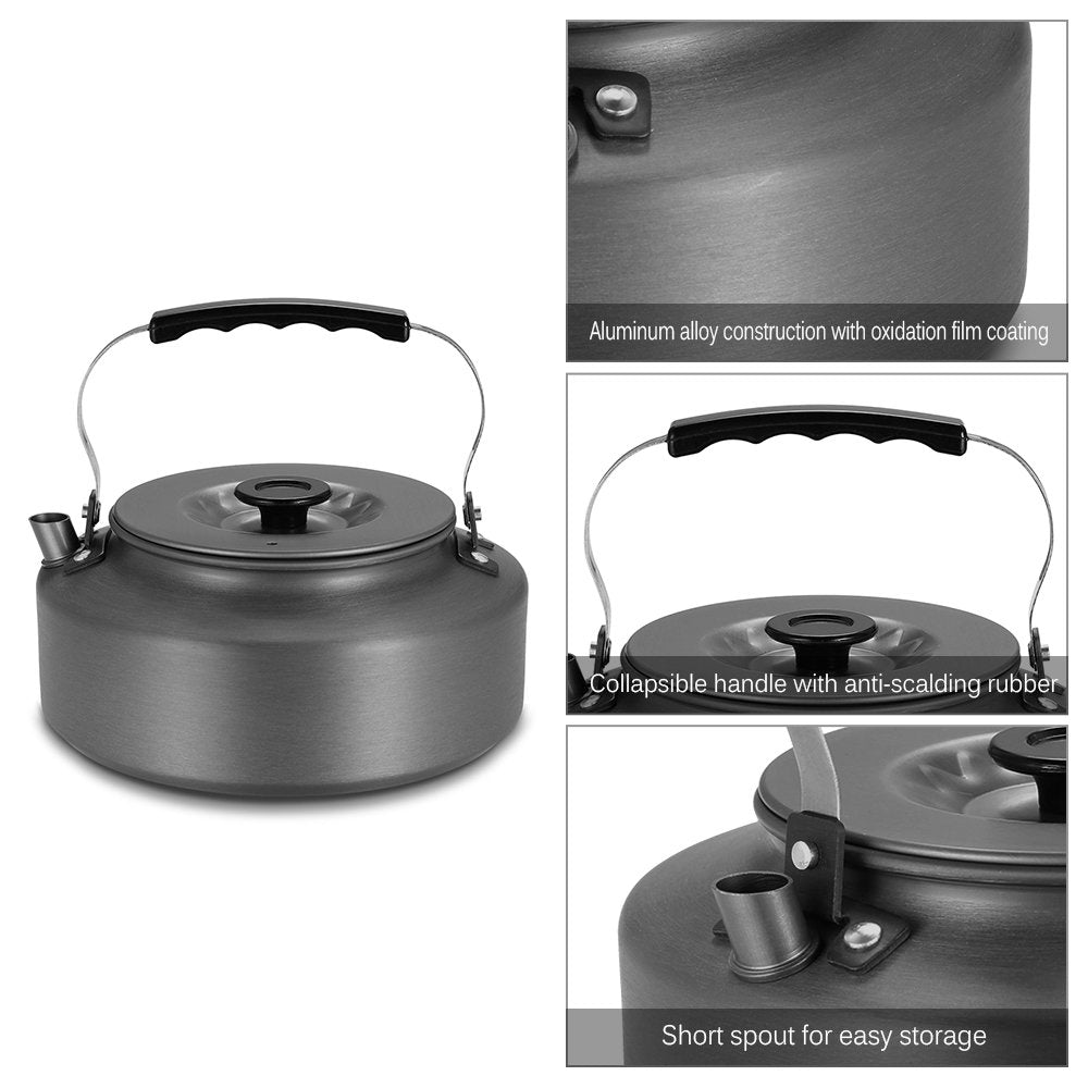 Docooler Camping Kettle - 1.6L Portable Ultra-Light Outdoor Hiking Camping Picnic Water Kettle, Teapot, Coffee Pot - Compact, Qu