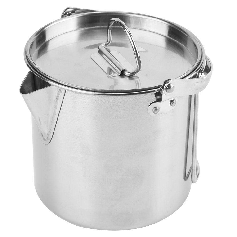 Pasamer 1.2L Camping Tea Kettle, Outdoors Camping Pot Portable Folding Hiking Pot Stainless Steel Kettle Cookware Coffee Tea Pic
