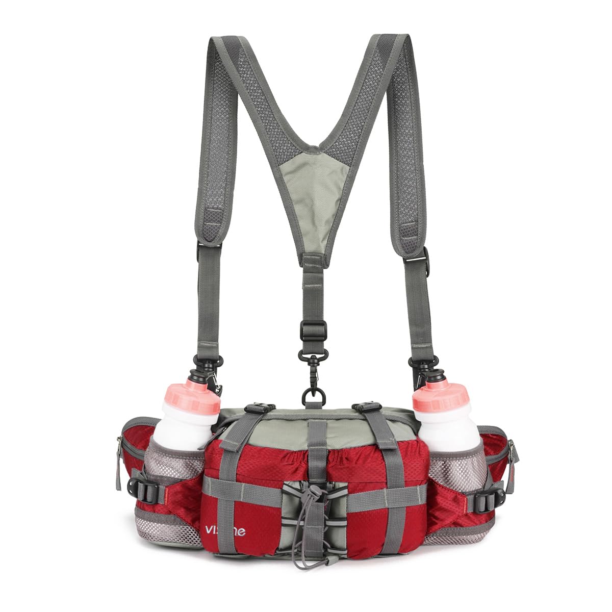 Viscne Outdoor Fanny Pack Hiking Fishing Waist Bag 2 Water Bottle Holder Lumbar Pack