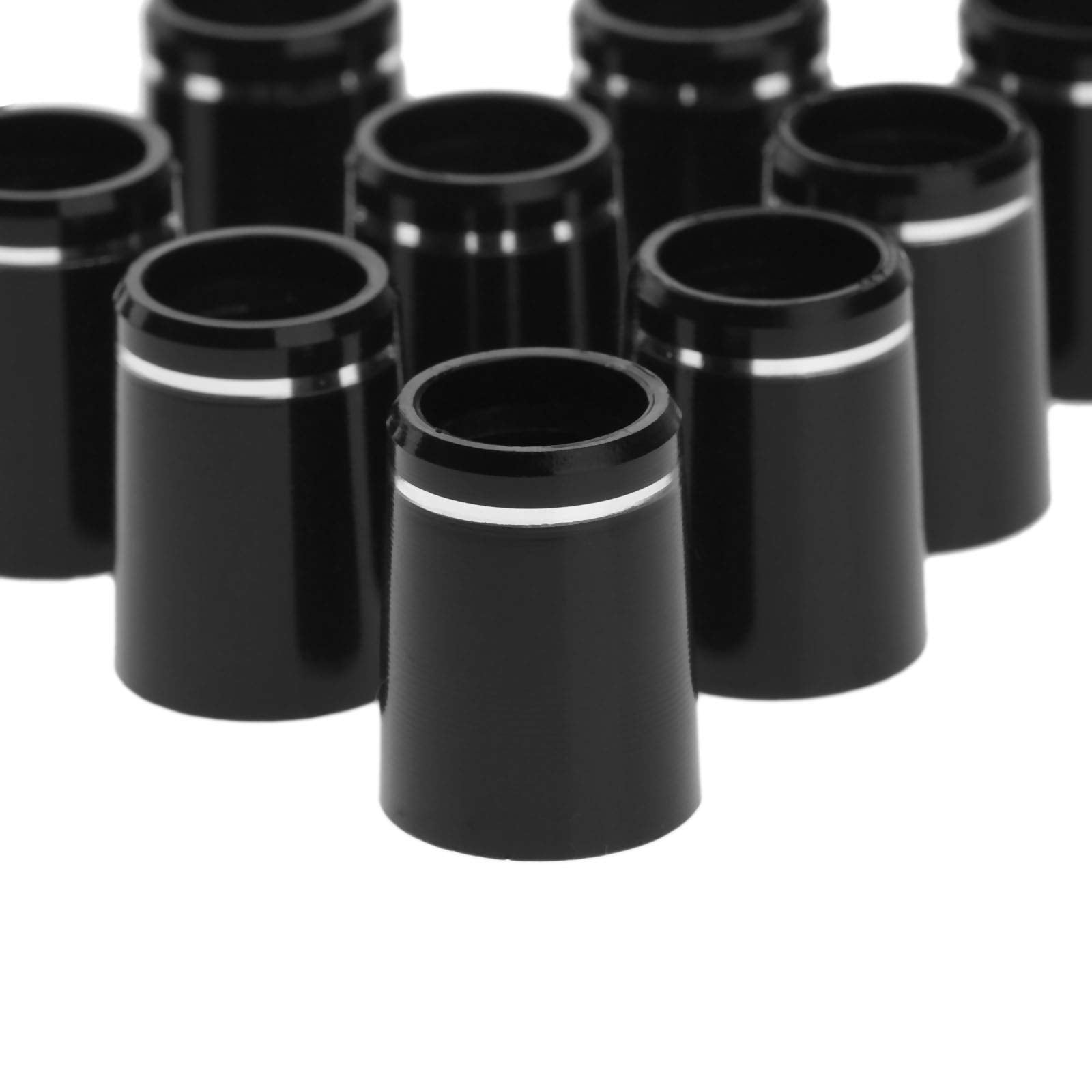 Muxsam 10Pcs .370 Black Golf Tapered Ferrules Compatible For Irons Shaft Universal With Single Silver Ring