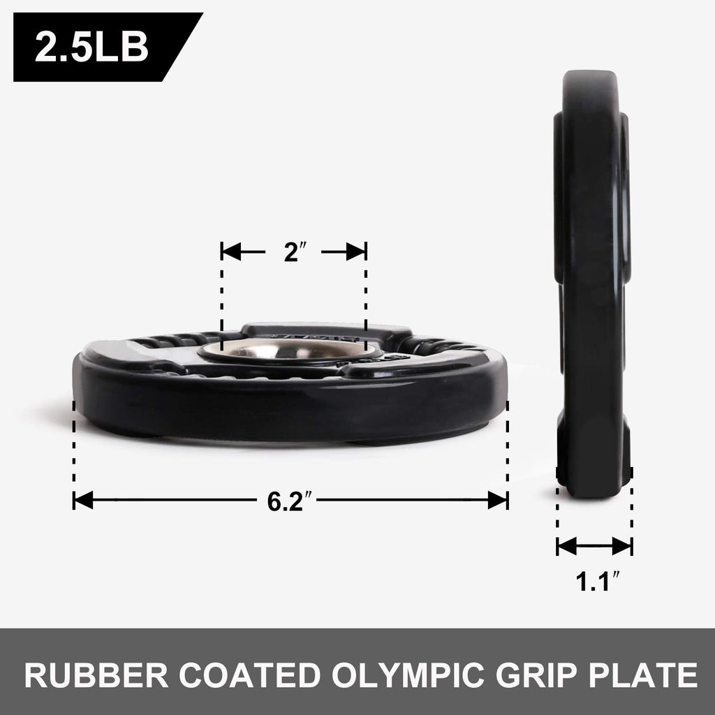 Lionscool 2-Inch Rubber Coated Olympic Grip Plate In Pairs Or Single For Strength Training, Weightlifting And Bodybuilding, Soli