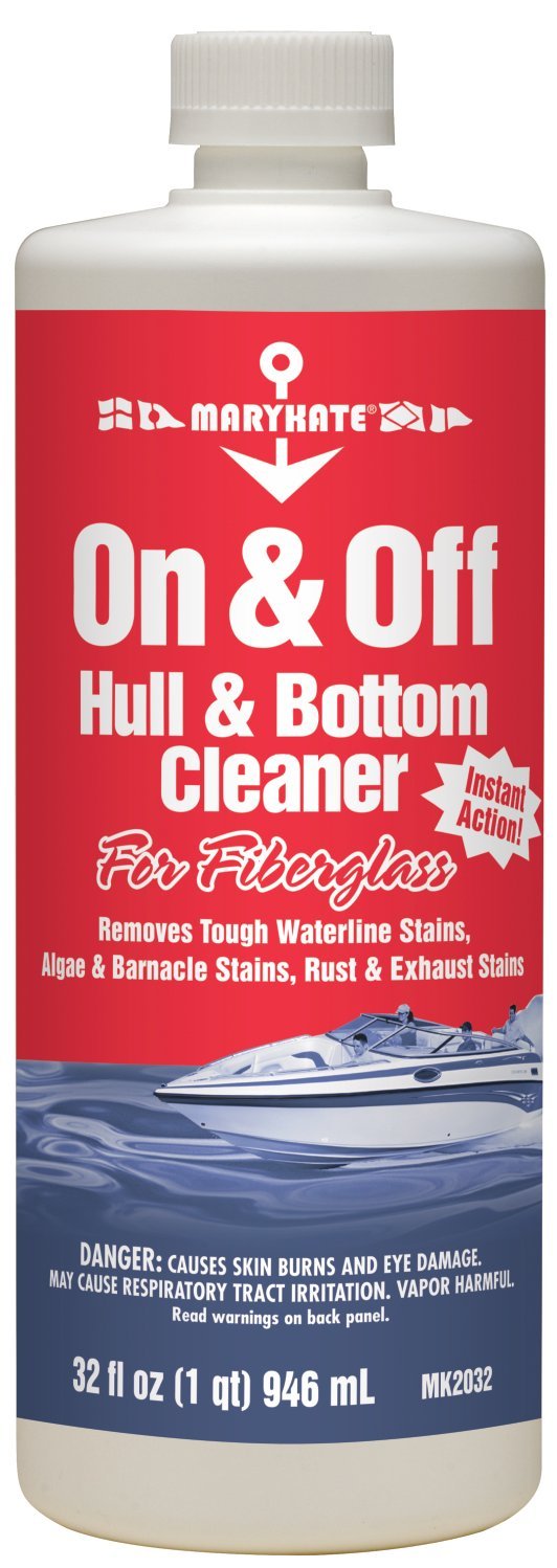 Marykate On & Off Hull & Bottom Cleaner, 32 Fl Oz, For Use On Fiberglass, Removes Tough Waterline, Algae, And Barnacle Stains