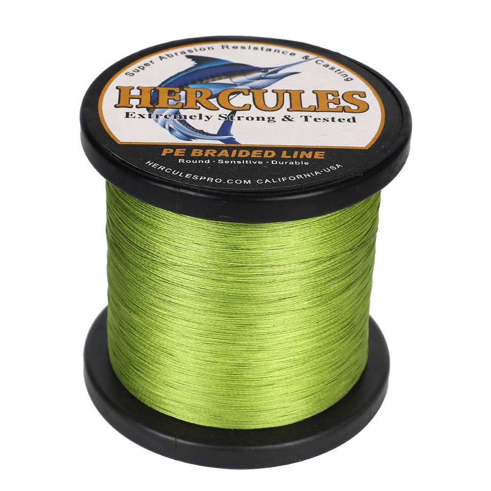 Hercules Braided Fishing Line 1500M 1640Yds 10Lbs-200Lbs Pe Superline 8 Strands (Army Green 50Lb/22.7Kg 0.37Mm)