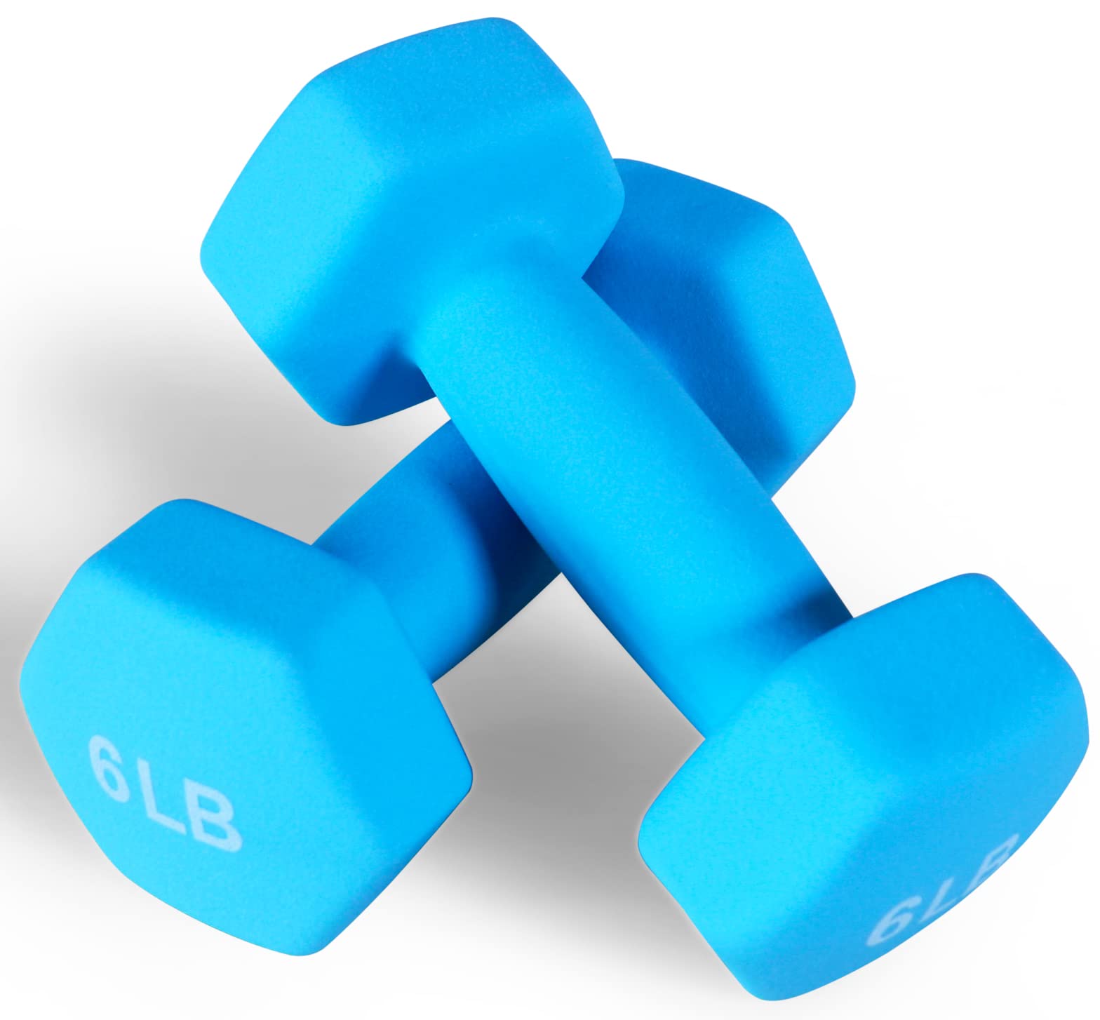 Fitvids Neoprene Dumbbell Hand Weights, Anti-Slip, Anti-Roll, Hex Shape Colorful, 6-Pound, Pair
