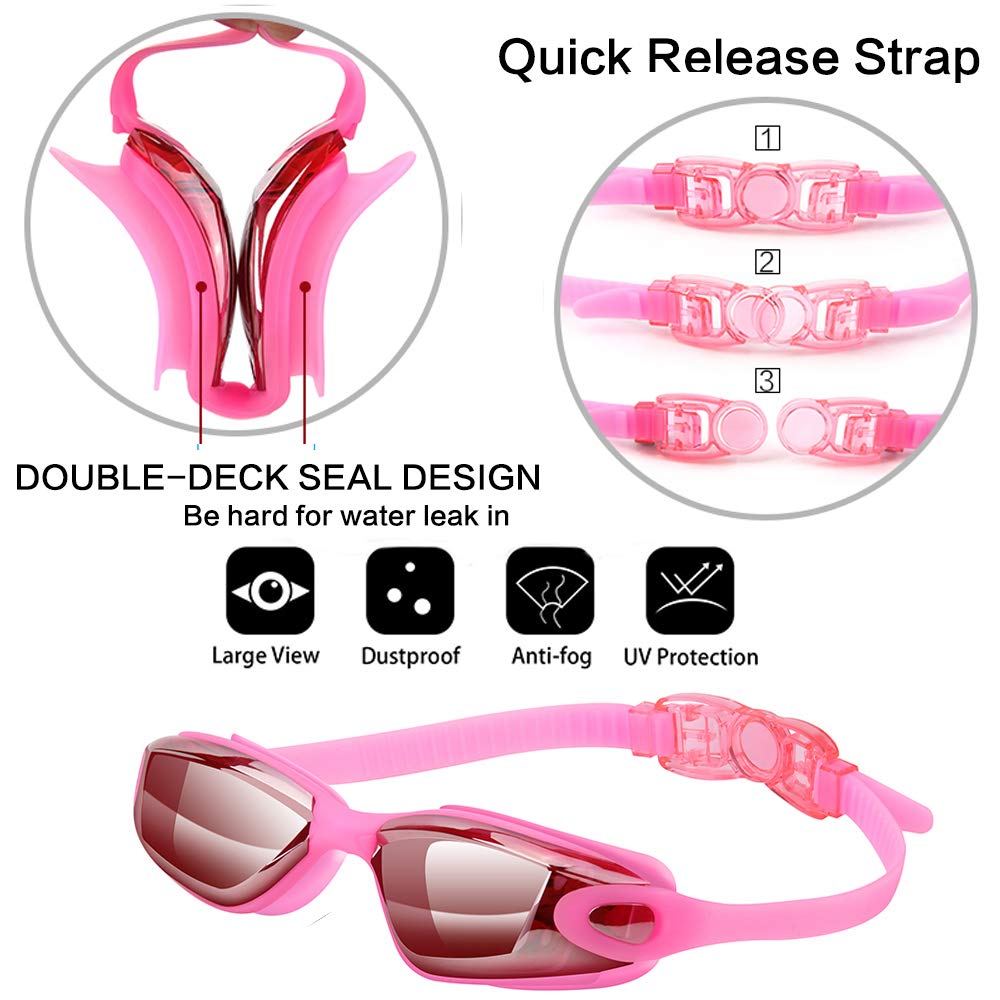 Swim Goggles Swimming Goggles No Leaking With Nose Clip, Earplugs And Case