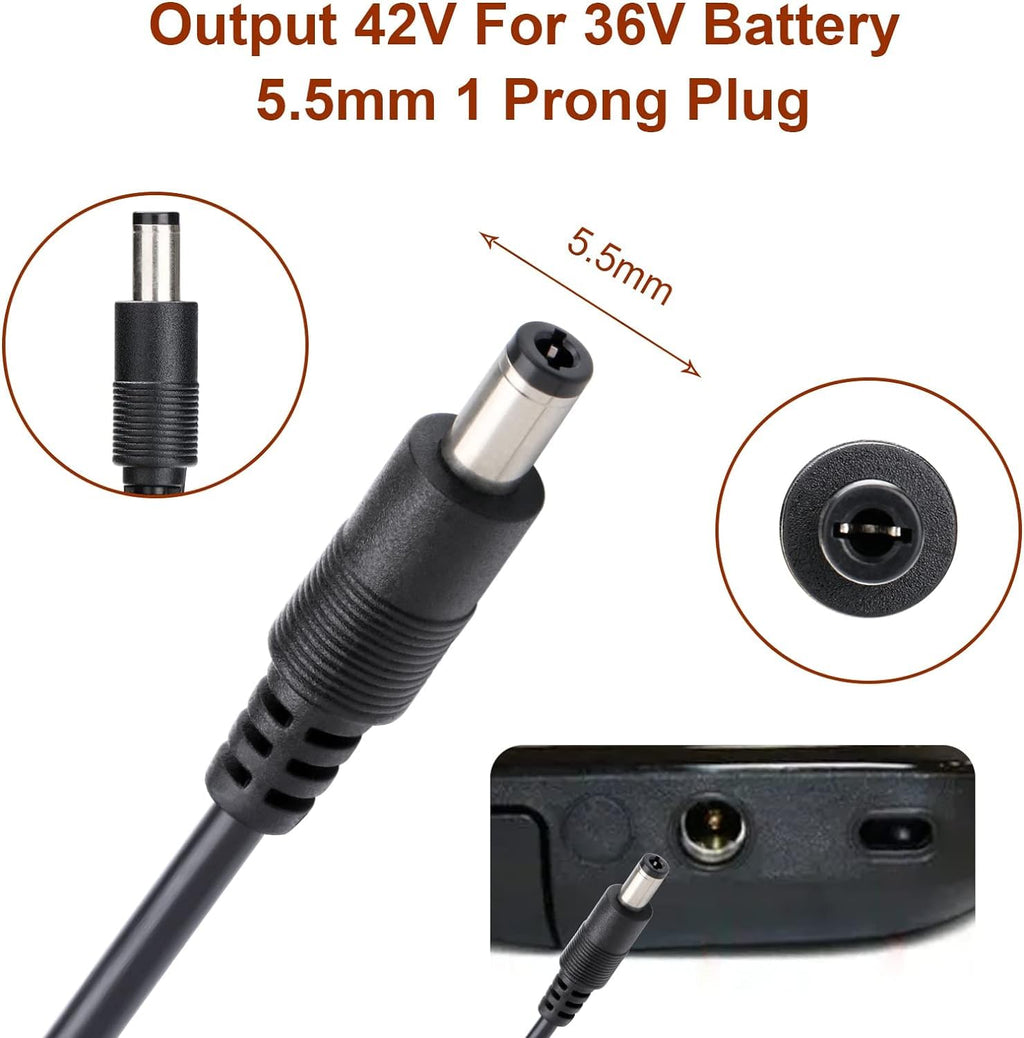 42V Charger Replacement Electric Scooter Charger 1 Prong Smart Universal For 36V Lithium Battery Compatible With Gotrax Jetson 3