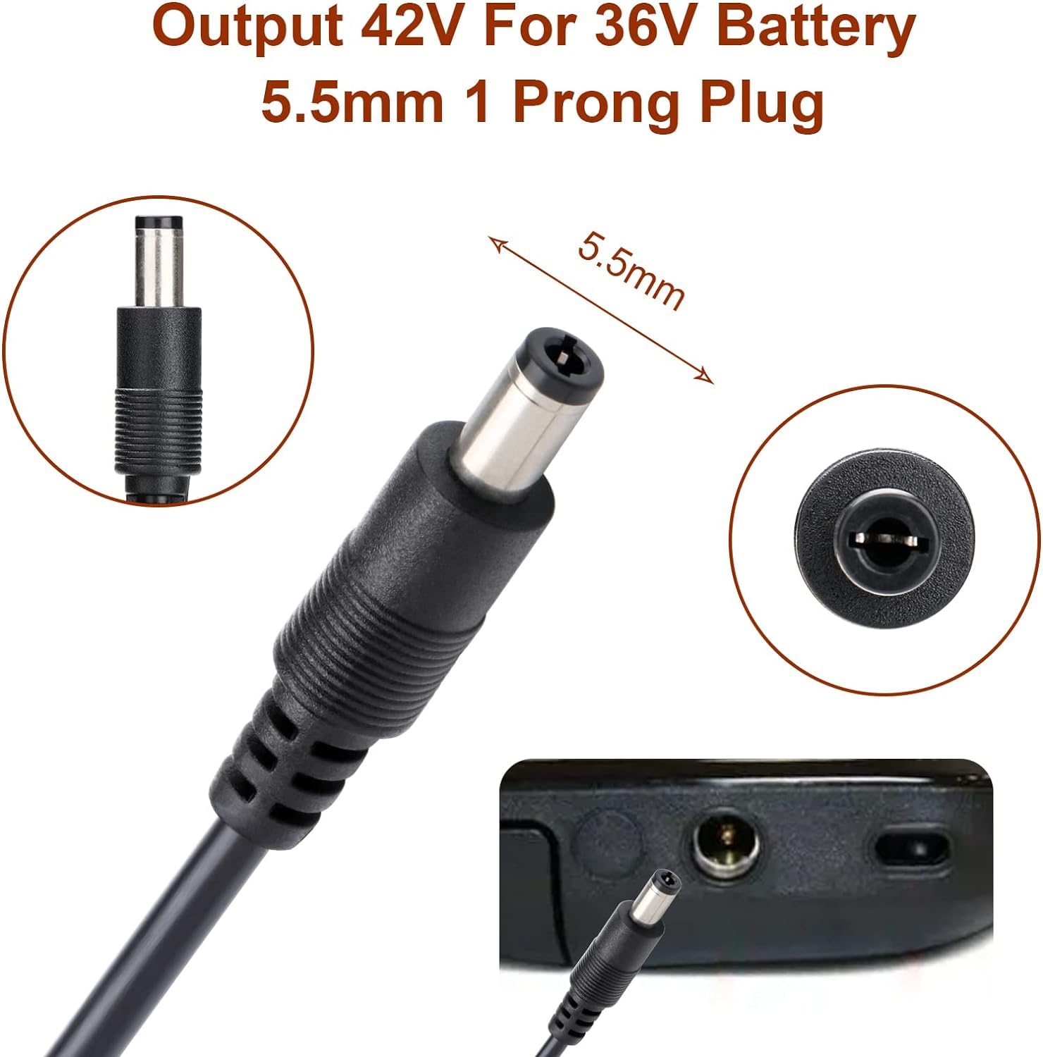 42V Charger Replacement Electric Scooter Charger 1 Prong Smart Universal For 36V Lithium Battery Compatible With Gotrax Jetson 3