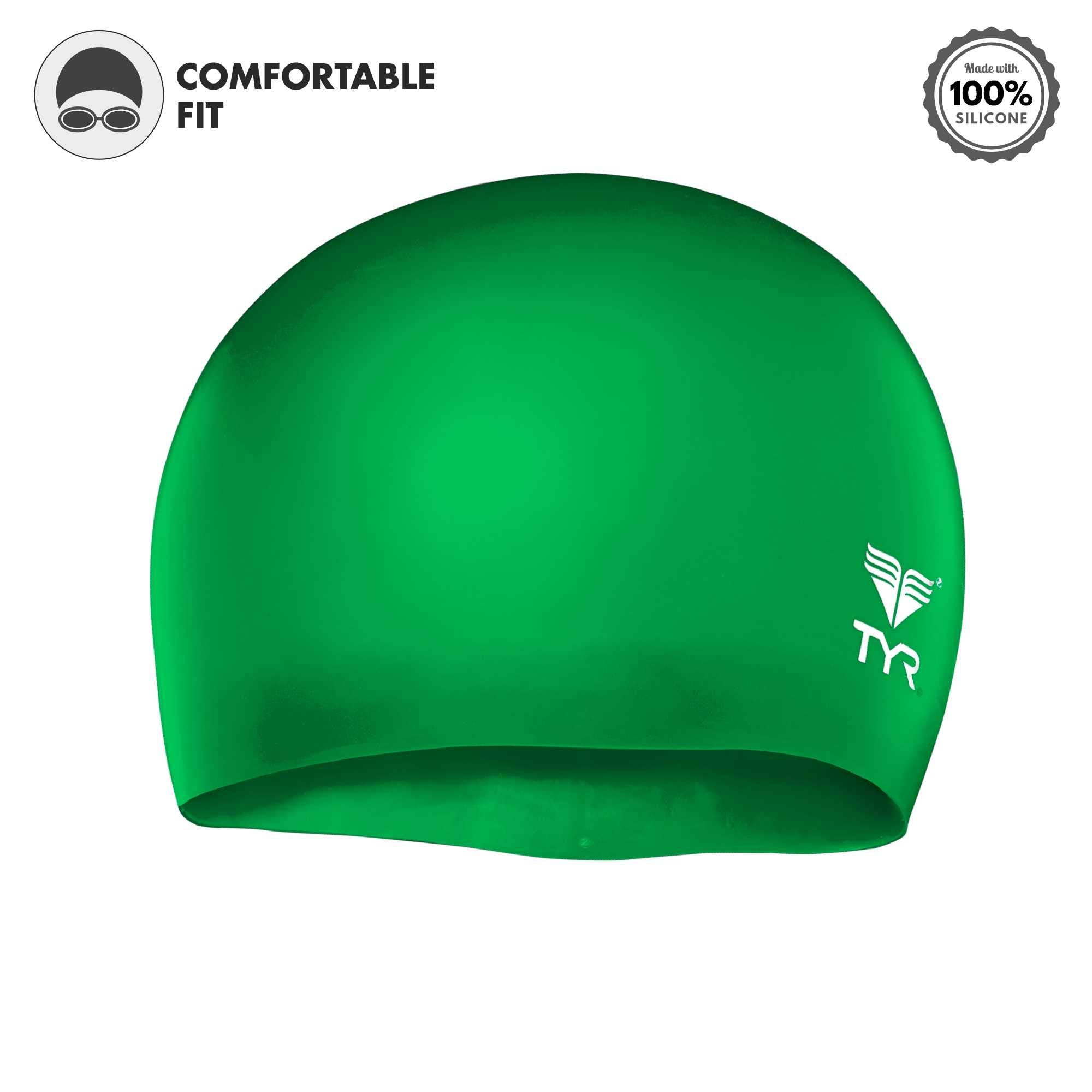 Tyr Wrinkle Free Junior Silicone Cap, Apple Green