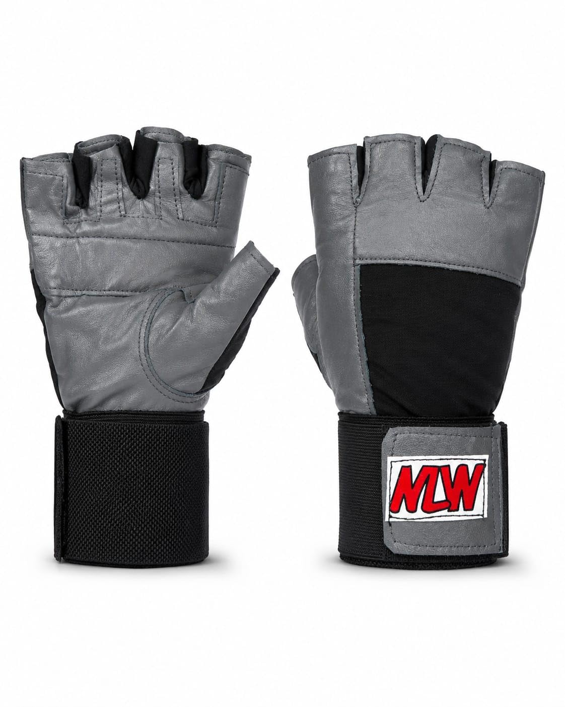 NLW Weightlifting Gloves with Wrist Support, Grey/Black
