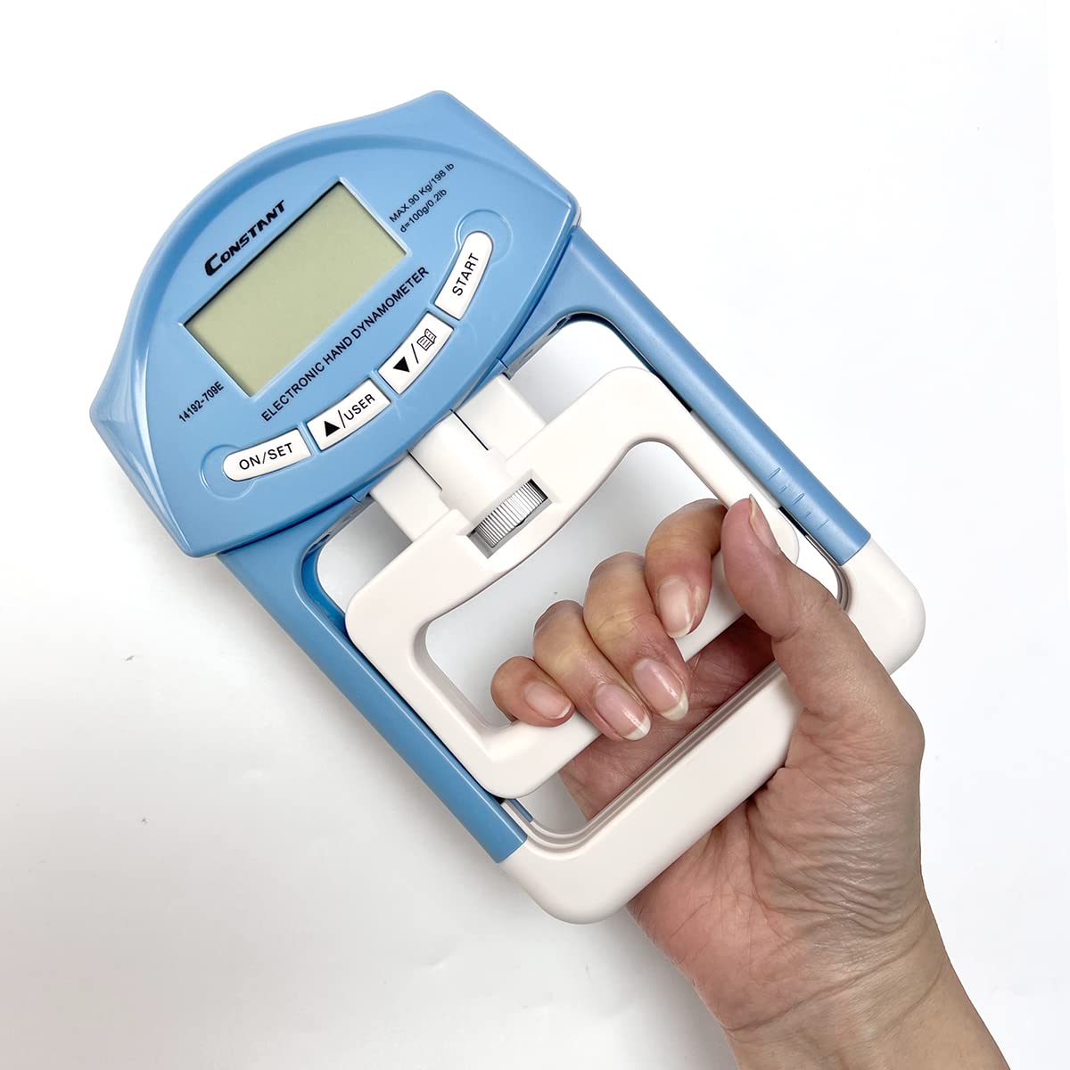 Constant 200 Lbs 90 Kgs Digital Hand Dynamometer Grip Strength Measurement Meter Auto Capturing Hand Grip Power (Blue)