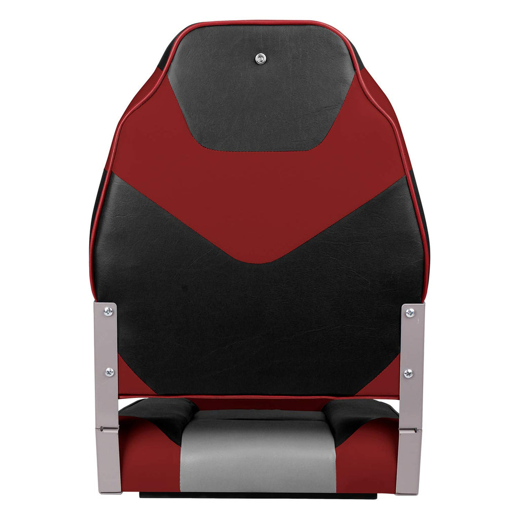 Leader Accessories A Pair Of Elite Low/High Back Folding Fishing Boat Seat (2 Seats) (Red/Charcoal/Black)