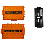 Yakattack Tracpak Orange Combo Kit - 2 Stackable Kayak Storage Boxes With Quick Release Track Mount Base | Kayak Crate System Fo