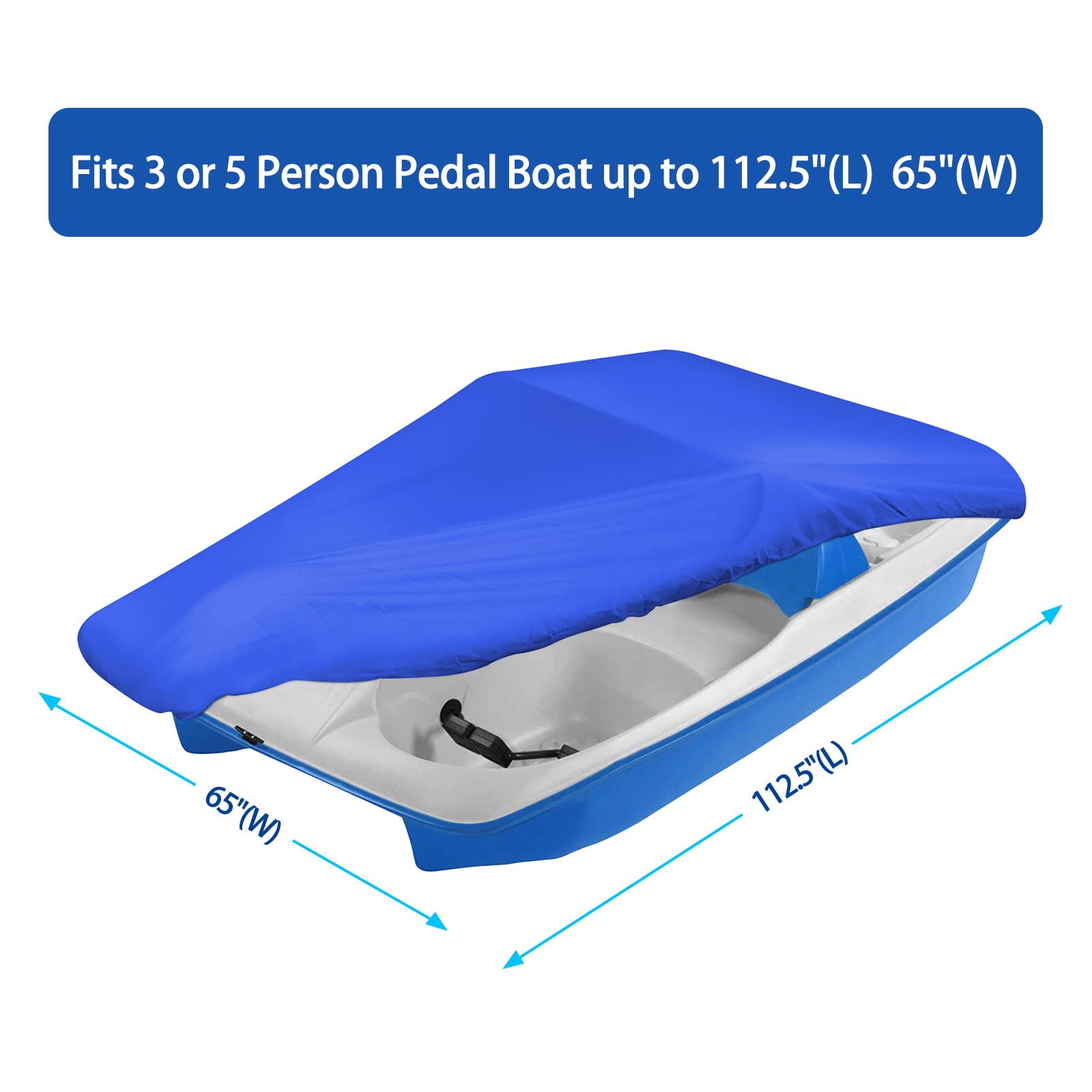 Icover Pedal Boat Cover, Fits 3 Or 5 Person Paddle Boat Water Proof Heavy Duty Boat Cover, Blue