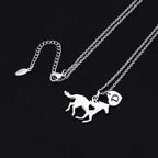 Monooc Horse Jewelry For Women, Girls Horse Necklace Dainty Heart Initial Necklace For Daughter, Stainless Steel Horse Pendant D