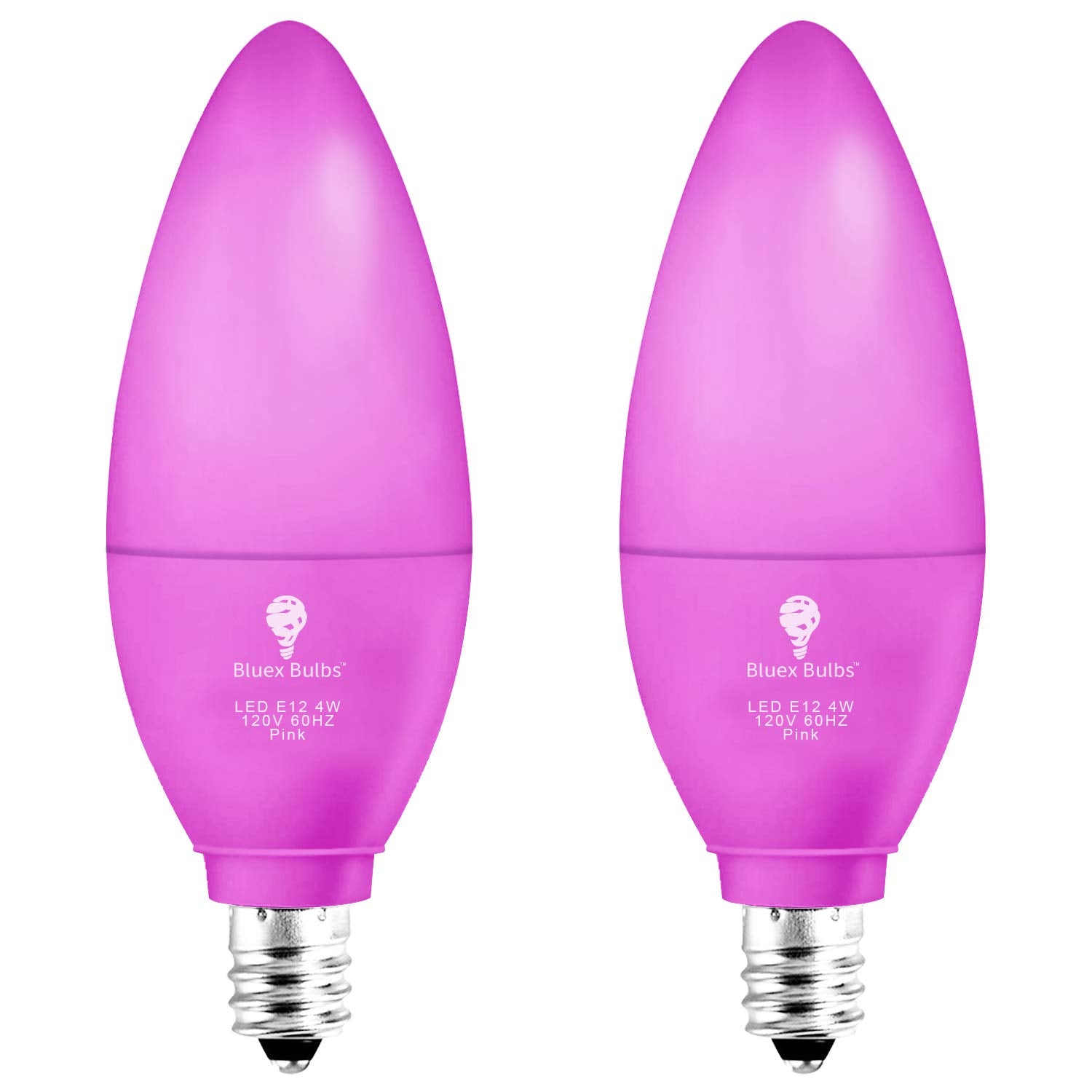 2 Pack Bluex Led Candle Pink Light Bulb - 4W (40Watt Equivalent) - E12 Base Pink Led Pink Bulb, Party Decoration, Porch, Home Li