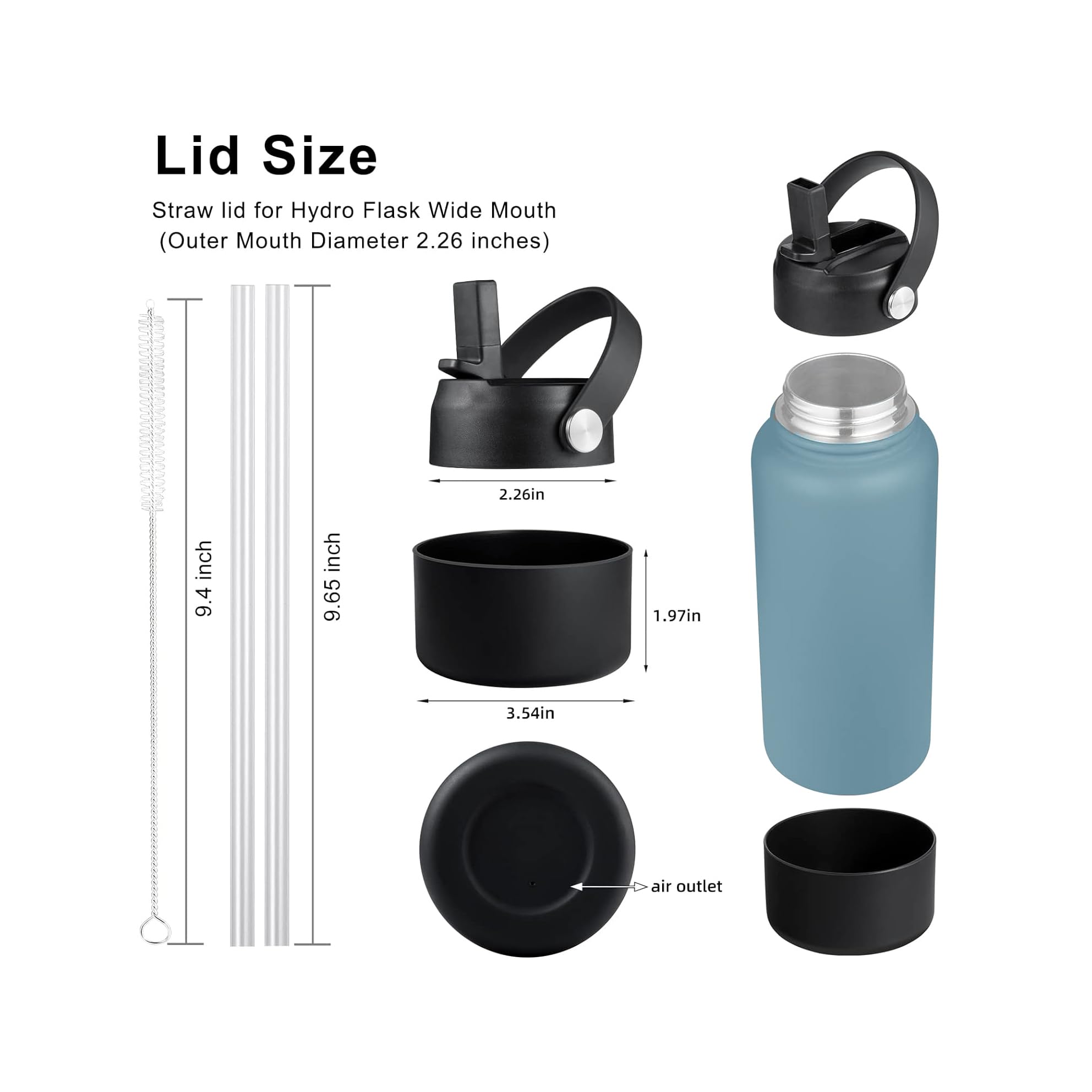 Llcjyycy Lids With Straw For Hydroflask Wide Mouth 32 40 Oz And Water Bottle Boot For Hydro Flask Sports Water Bottles 32 40Oz,B
