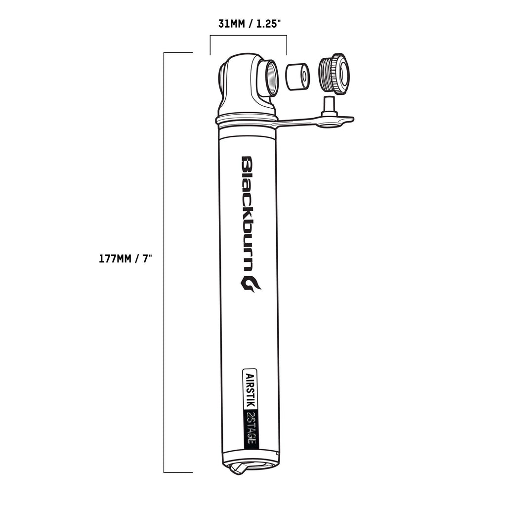 Blackburn Airstik 2Stage Bike Mini-Pump (Silver, One Size)