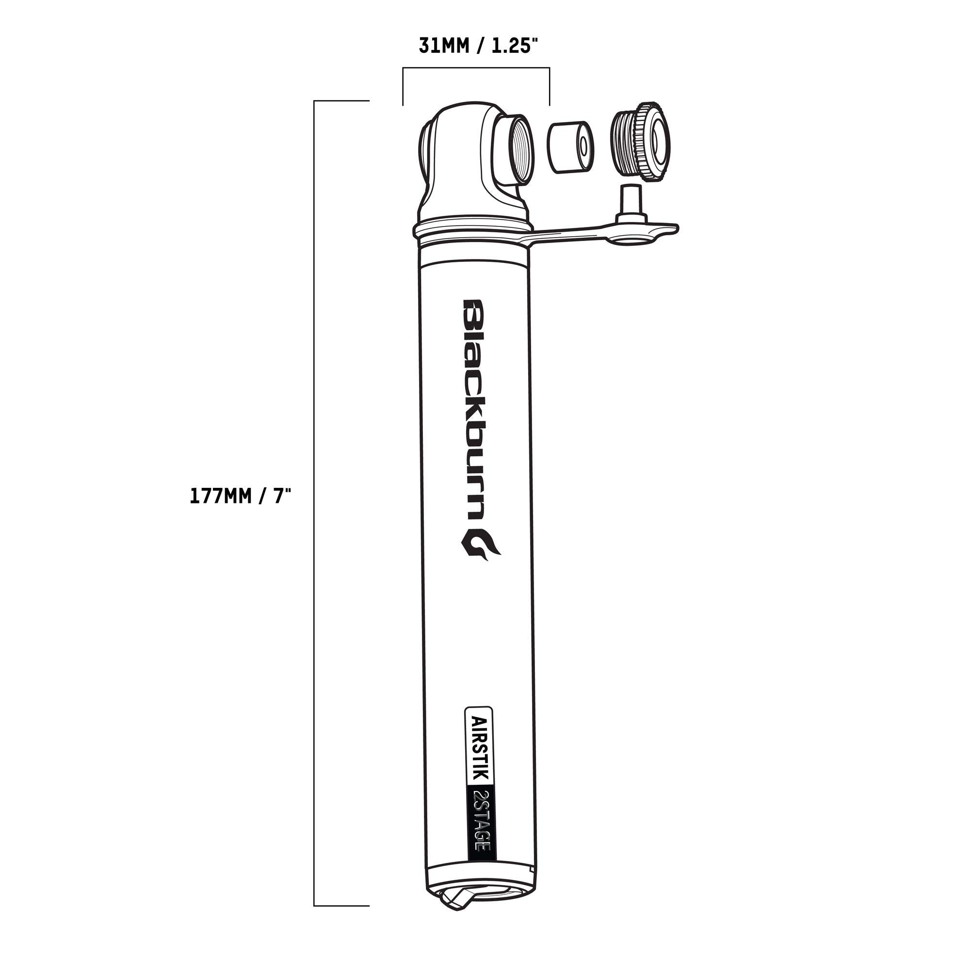 Blackburn Airstik 2Stage Bike Mini-Pump (Silver, One Size)