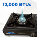 Dual Fuel Propane Or Butane Portable Stove | 12,000 Btus | Camping Stove | Outdoor Cooking And Emergency Kit | Propane Hose And