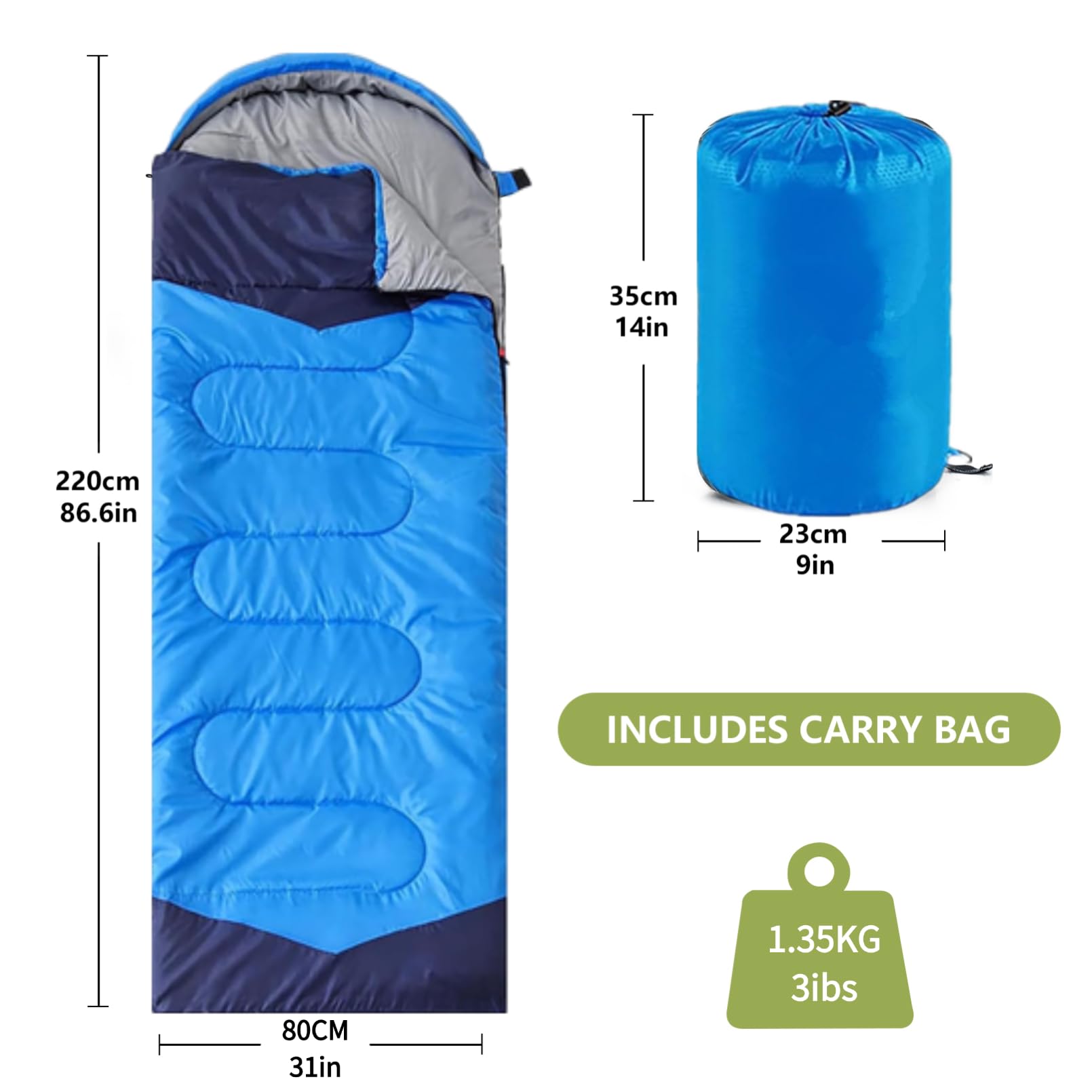Orthomtex Sleeping Bags For Adults,Kids & Girls-Warm & Cold Weather Lightweight Waterproof Sleeping Bag Backpack,Great For 3Seas