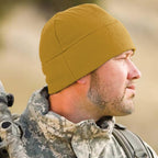 Temple Tape Tactical Fleece Watch Cap Beanie - Skull Cap Fleece Hat - Sand Brown - One Size (Fits Most Heads)