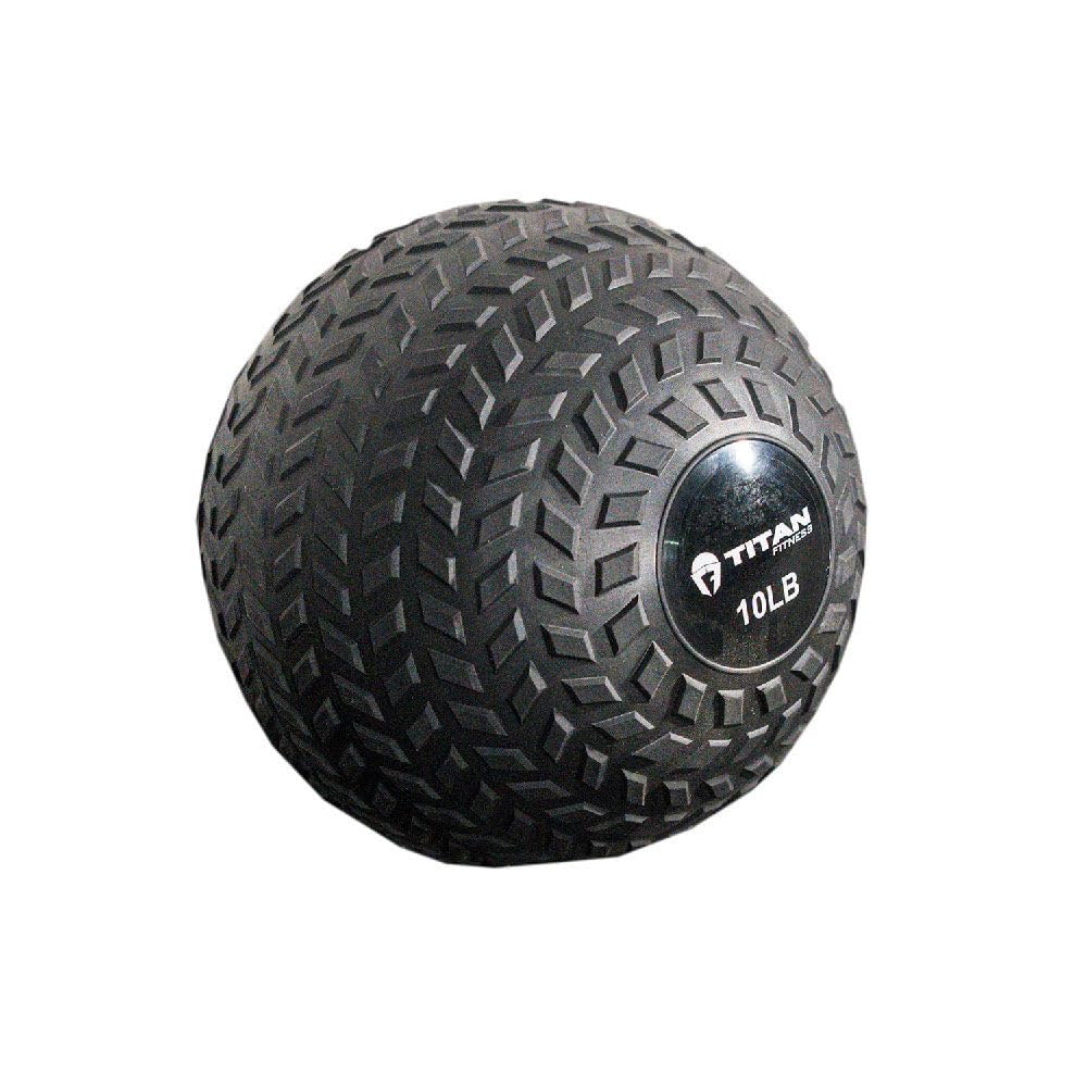 Titan Fitness 10 Lb Rubber Tread Slam Ball, Dead Bounce, 10In Diameter, Weight Workout - Throw, Catch, Slam, Twist